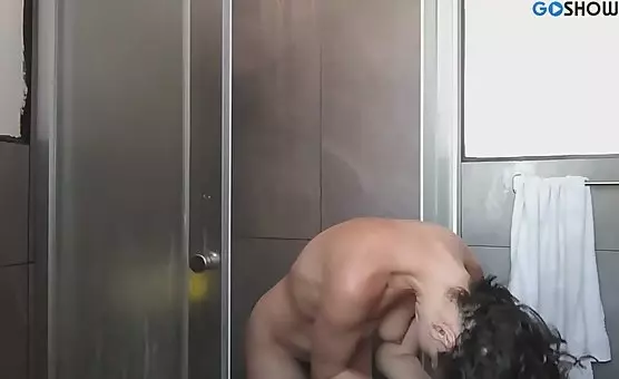 Charming Slim Brunette Naked Shower Fantasies
