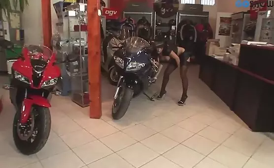 Enchanting Hostesses Delight in Motorbike Lounge Orgies